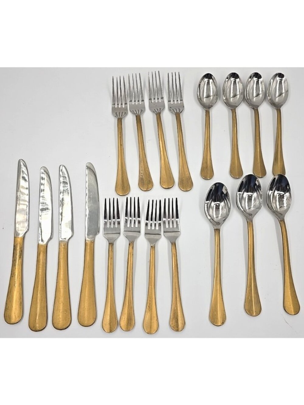 Cambridge Stainless Steel Flatware Set Replacements Gold Handle 19 pc Heavy